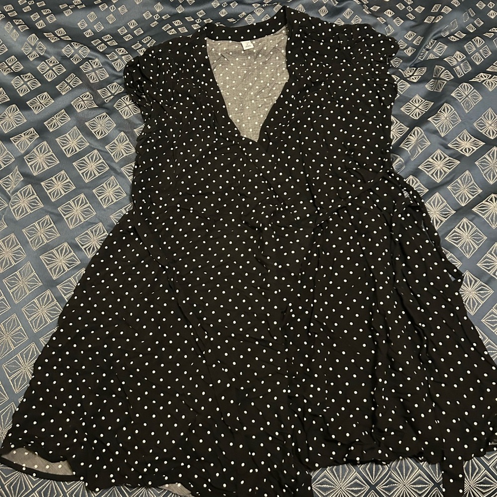 Elegant Black Polka Dot Wrap Dress